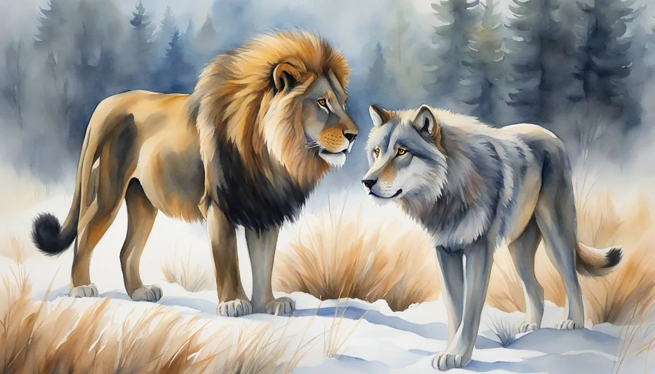 A lion's mane flows in the wind, while a wolf's fur stands on end in the cold. Both adaptations serve different functions in their natural habitats