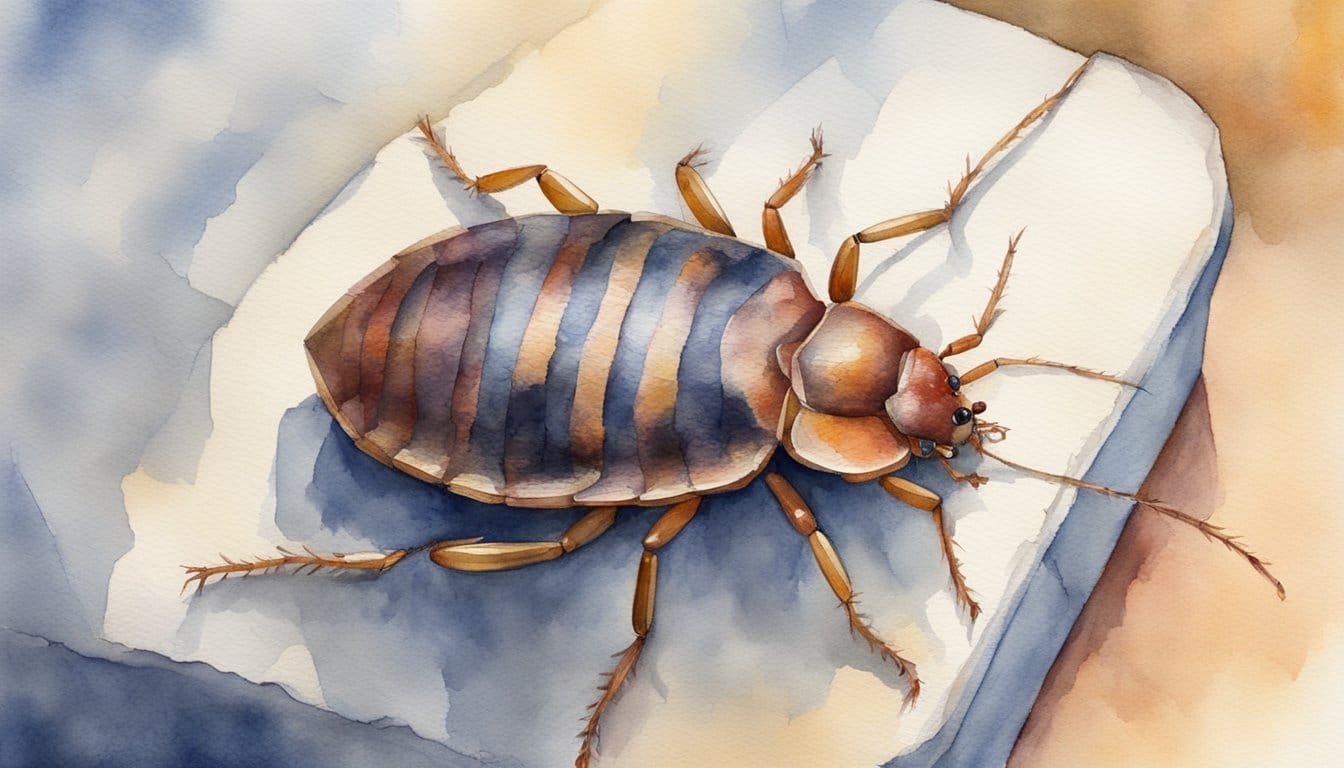 A bed bug crawls out from a crack in a mattress, searching for a blood meal