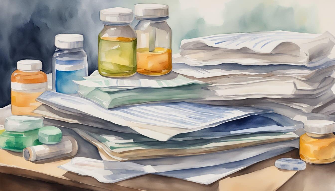 A stack of insurance documents with "Wegovy" prominently displayed, surrounded by other covered medications