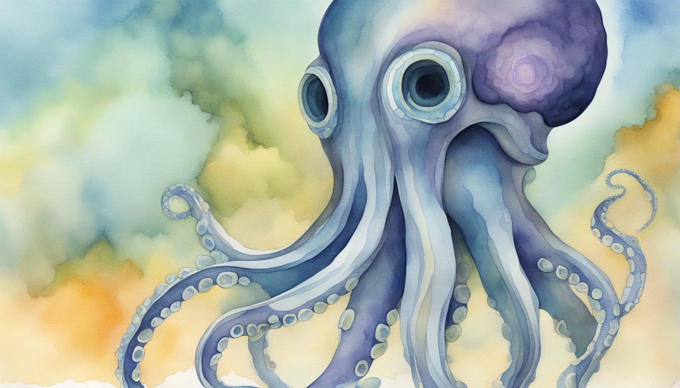 An octopus brain undergoes genetic research, showing its evolution