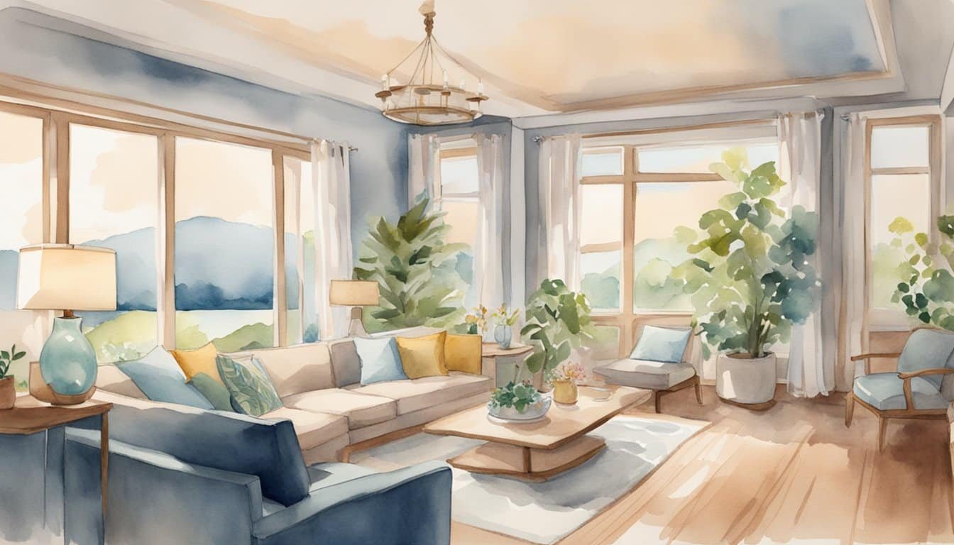 A serene home environment with soft lighting, comfortable seating, and calming decor.</p><p>A person can be seen engaging in relaxation techniques such as deep breathing or meditation to manage their tinnitus