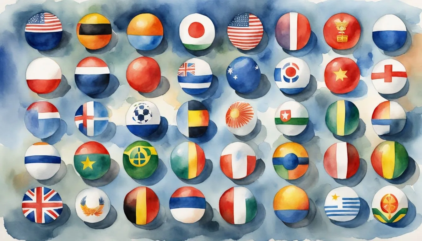 Various countries' flags surround a globe, each marked with the number of nuclear weapons in their possession