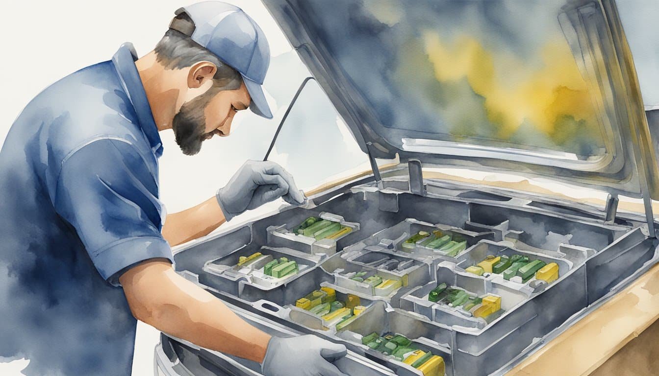 A technician dismantles an electric vehicle battery, separating components for recycling and repurposing