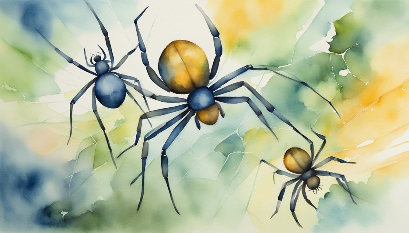 Spiders soar through the air, interacting with their environment