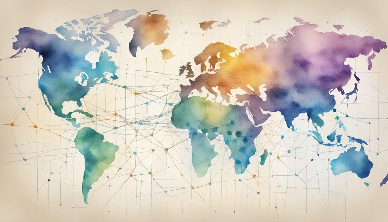 The human genome map is displayed with data points and connections, showing its impacts and applications in research and medicine