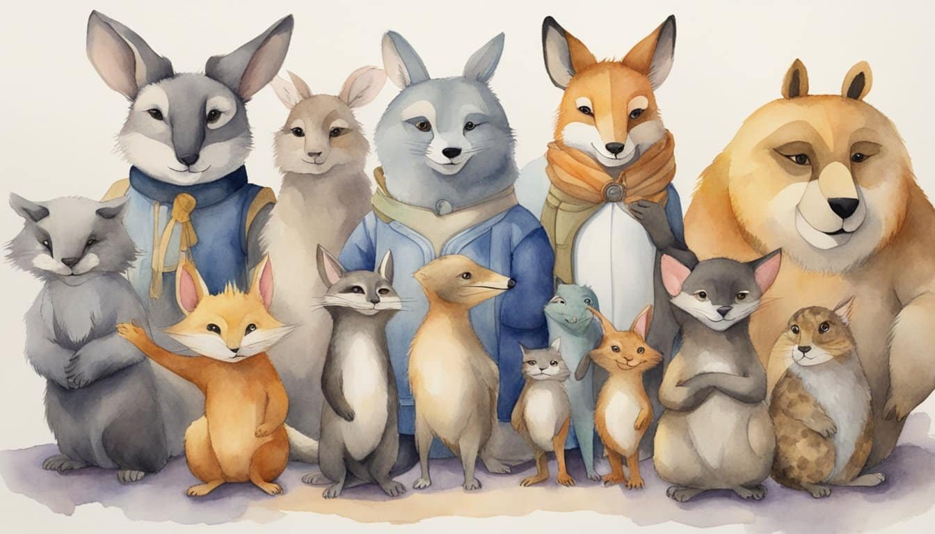 A group of anthropomorphic animal characters engage in conversation, play, and display a range of emotions, showcasing the diversity and complexity of furry culture