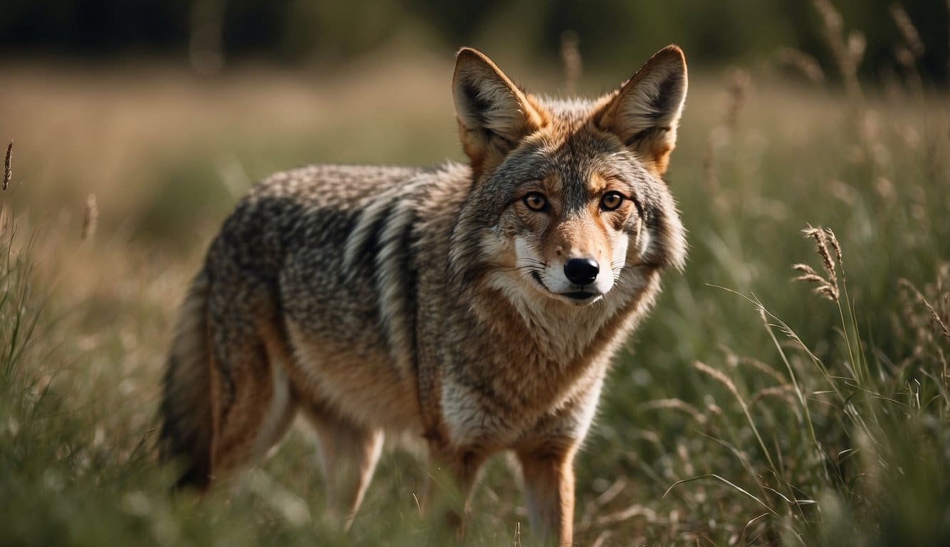 The coyote stalks its prey, moving stealthily through the tall grass.</p><p>It crouches low, ready to pounce, its sharp eyes fixed on the unsuspecting target