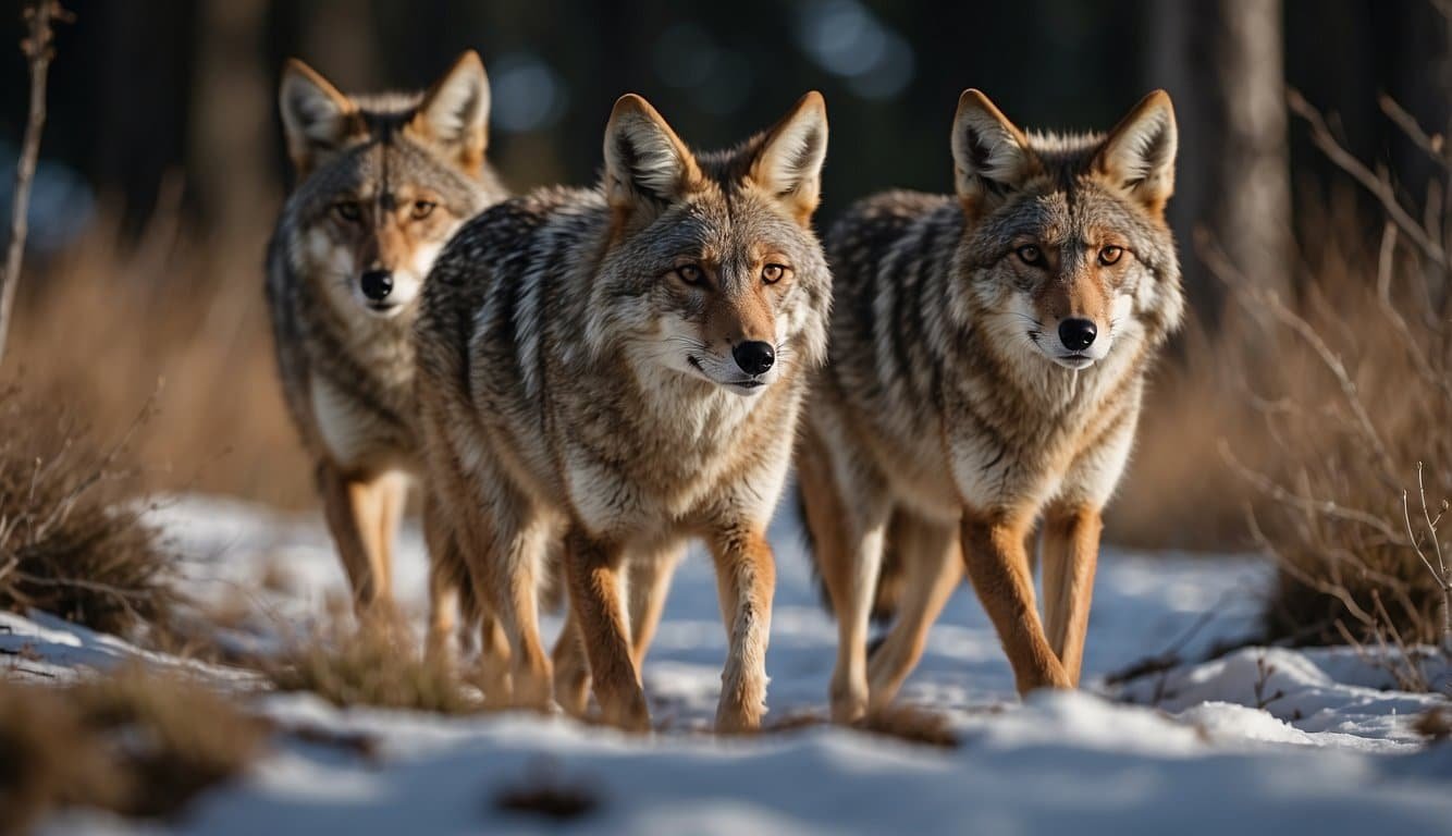 Coyotes hunt in a pack, led by an alpha male and female.</p><p>The alpha pair mates and reproduces, while the rest of the pack helps raise the young