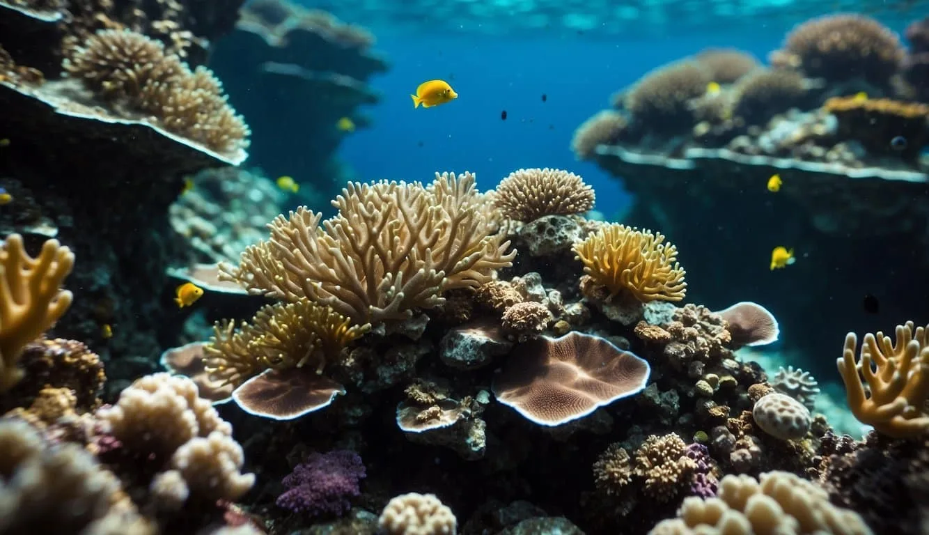 Colorful coral reefs teeming with life, threatened by pollution and overfishing. Conservation efforts aim to protect these vital ecosystems