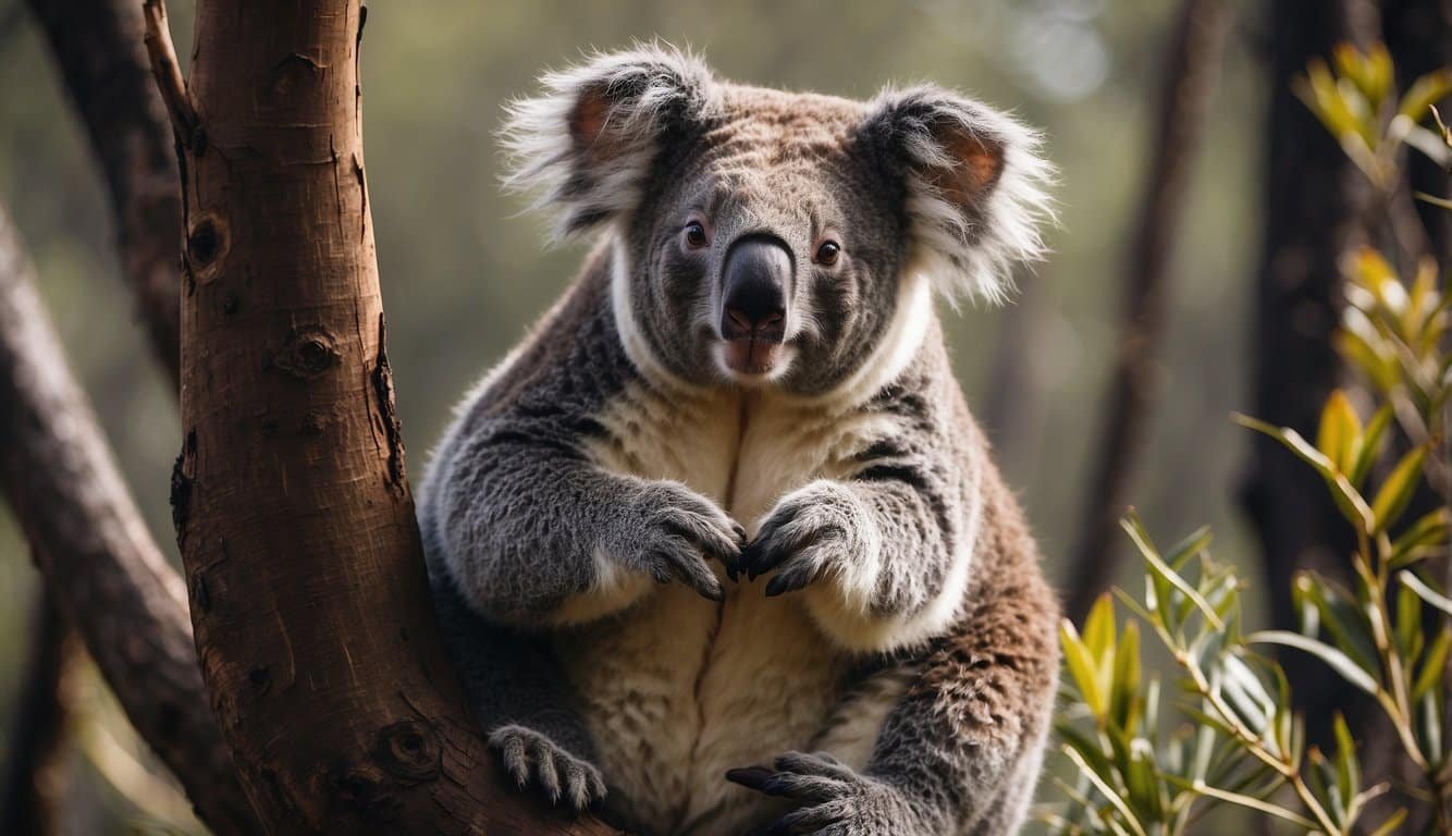 Koalas surrounded by habitat destruction, bushfires, and disease