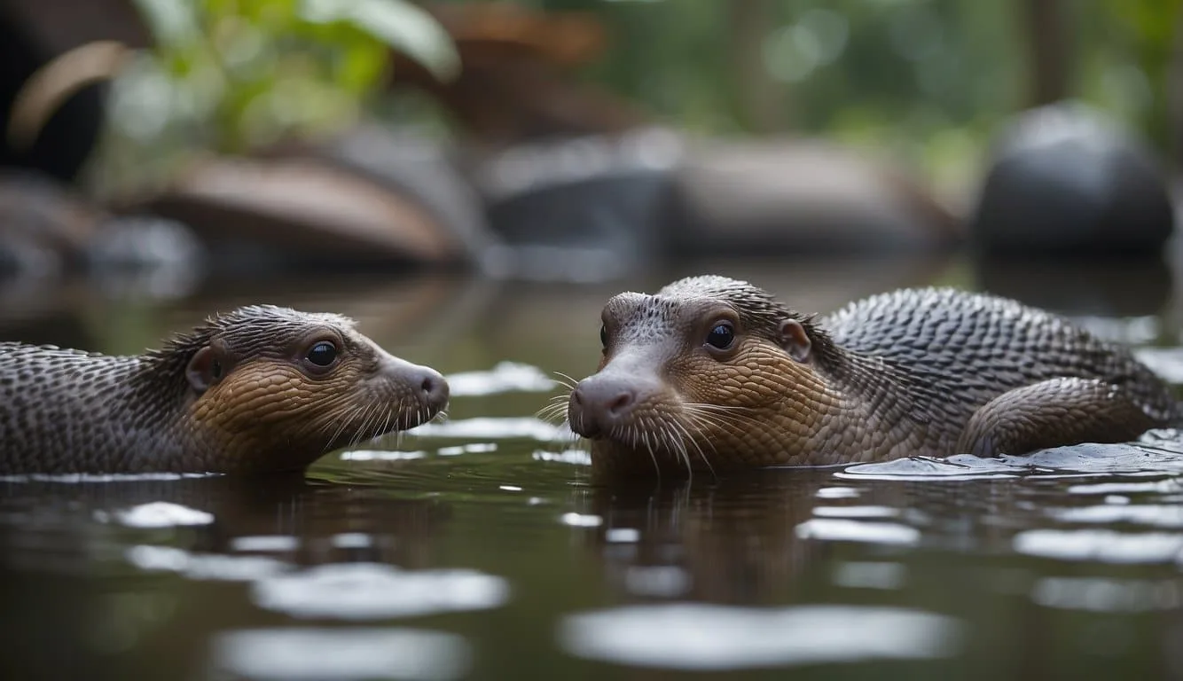 Platypuses struggle in polluted waters, surrounded by deforestation and urban development
