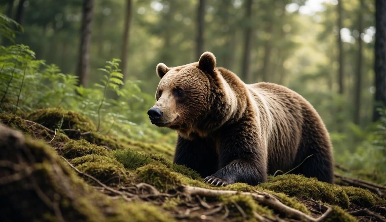 A bear's gallbladder lies on a forest floor, surrounded by various plants.</p><p>In the distance, a clear blue sky hints at a hopeful future