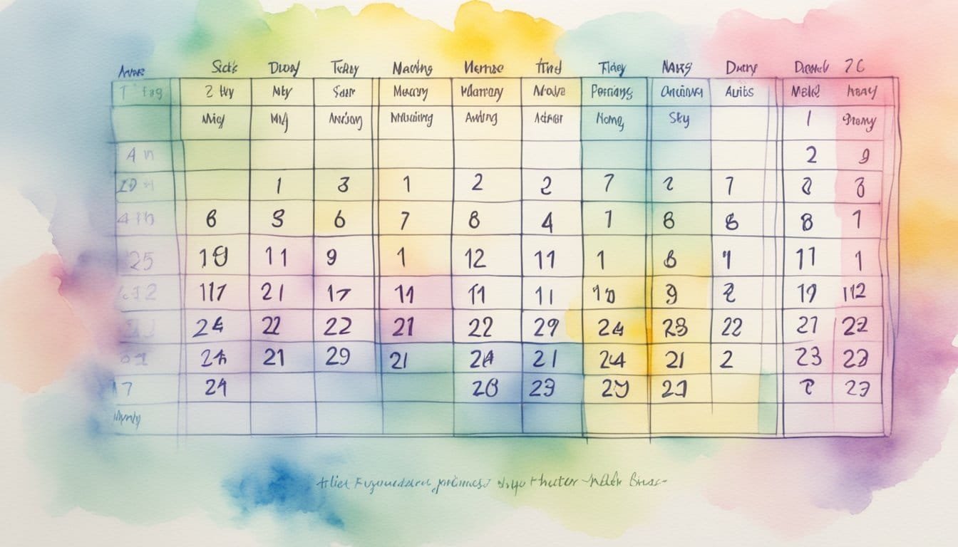 A calendar with highlighted ovulation days and pregnancy tips