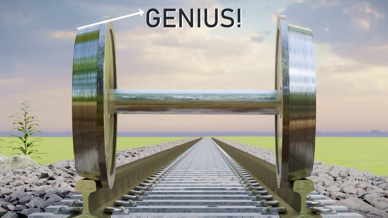 Innovative infinite rail illusion with "GENIUS" text overlay.