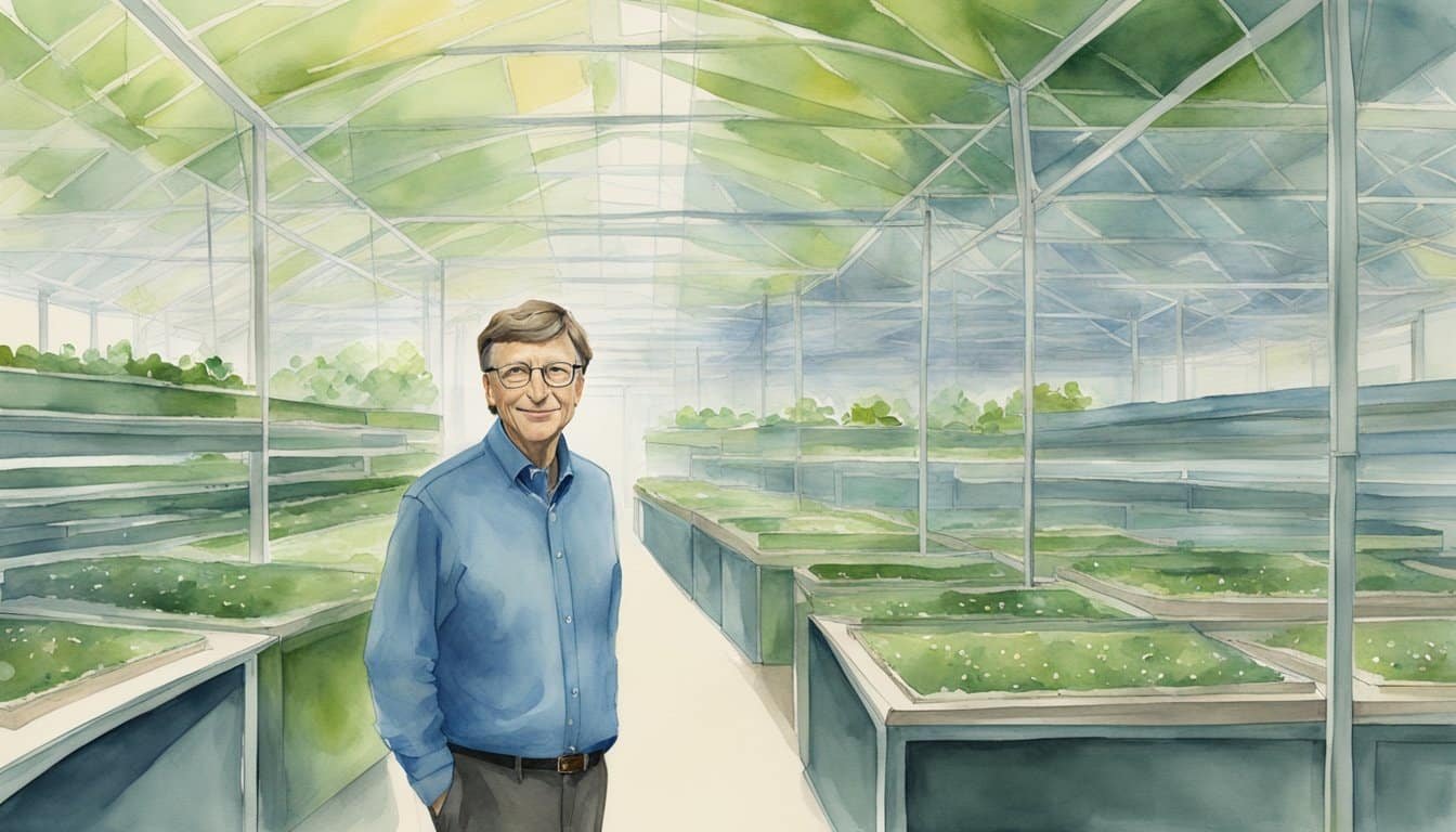 Man standing in a modern greenhouse facility.