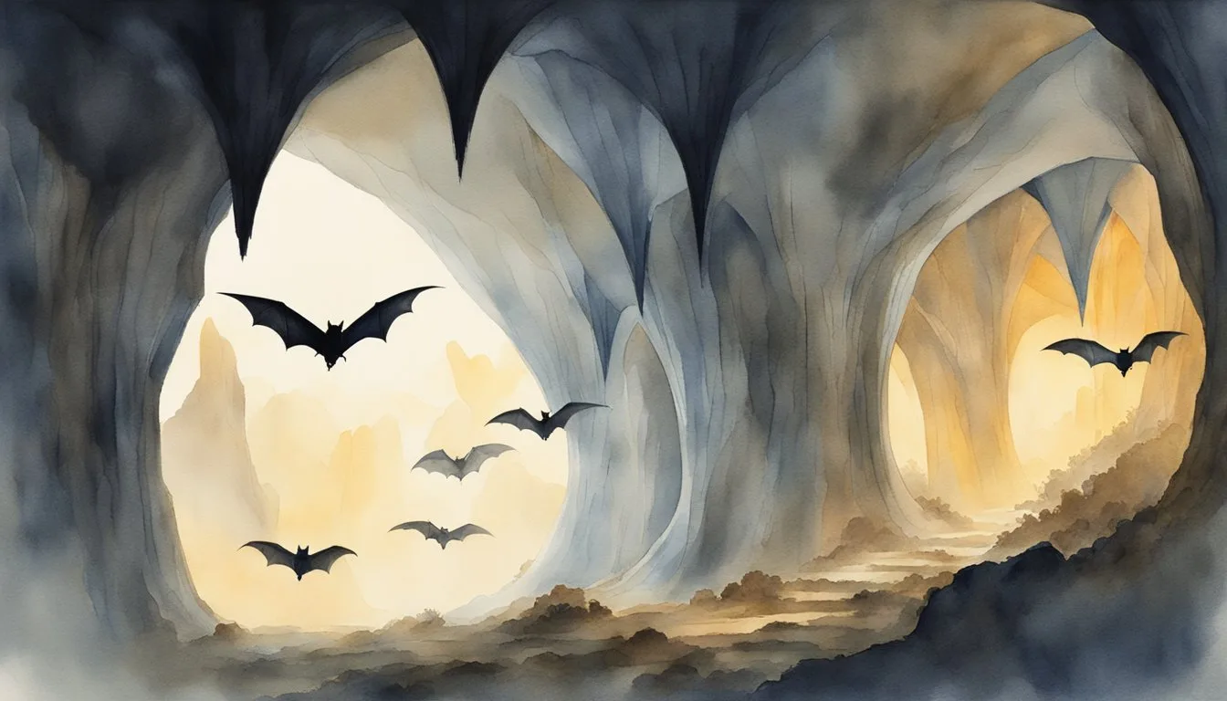 Bats navigate through dark caves using echolocation. They roost in colonies, hanging upside down in secluded areas