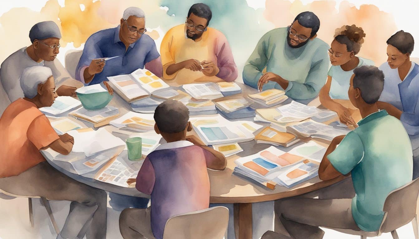 A diverse group of people gather around a table filled with educational materials.</p><p>They engage in lively discussions and activities, fostering a sense of community and learning