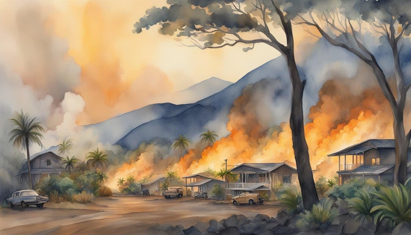 Hawaii fires ravage land, homes, and wildlife.</p><p>Smoke billows, trees burn, and communities flee.</p><p>Impact on environment and inhabitants is devastating