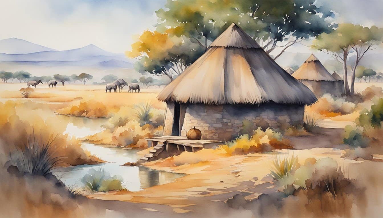 Vibrant African landscapes with diverse wildlife, traditional huts, and colorful clothing, reflecting the rich cultural heritage of the continent