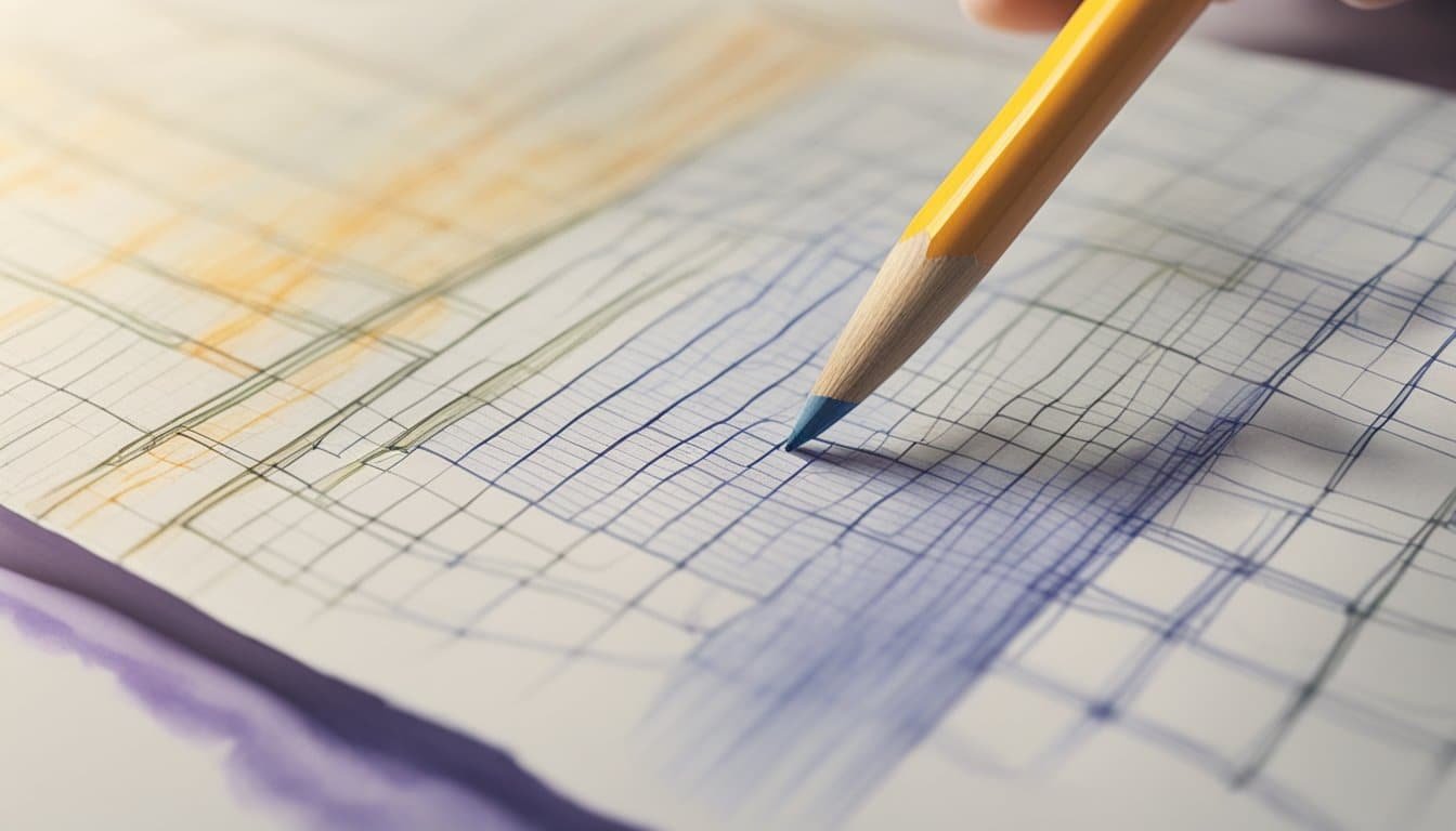 A hand holding a pencil, drawing logarithmic functions on graph paper