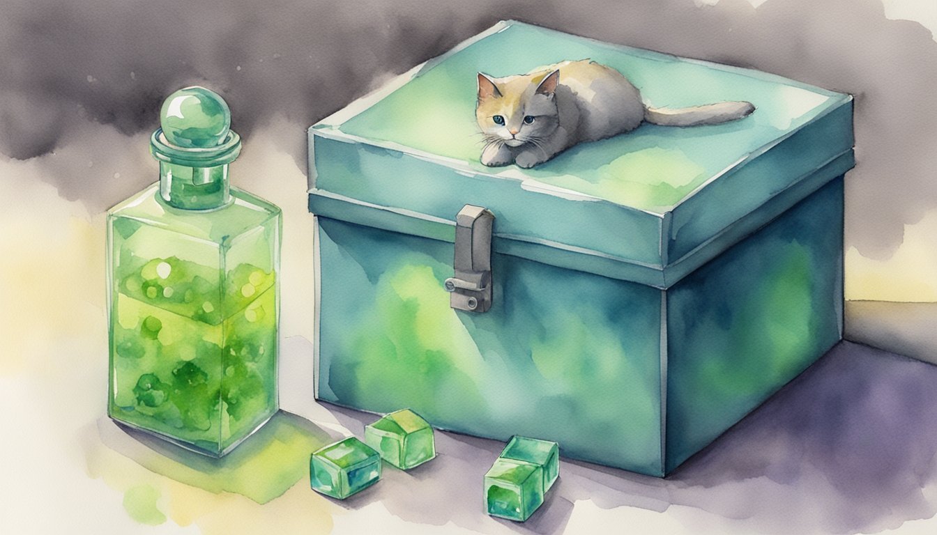 A box with a cat, a vial of poison, and a radioactive source.</p><p>The cat is both alive and dead until observed