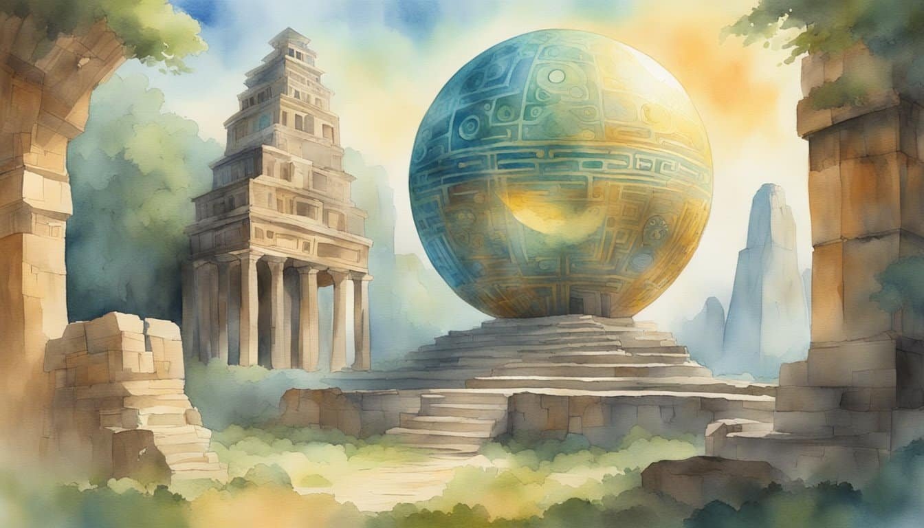 A glowing orb hovers above ancient ruins, surrounded by symbols of different cultures.</p><p>An ethereal presence emanates from the orb, hinting at the scientific proof of afterlife