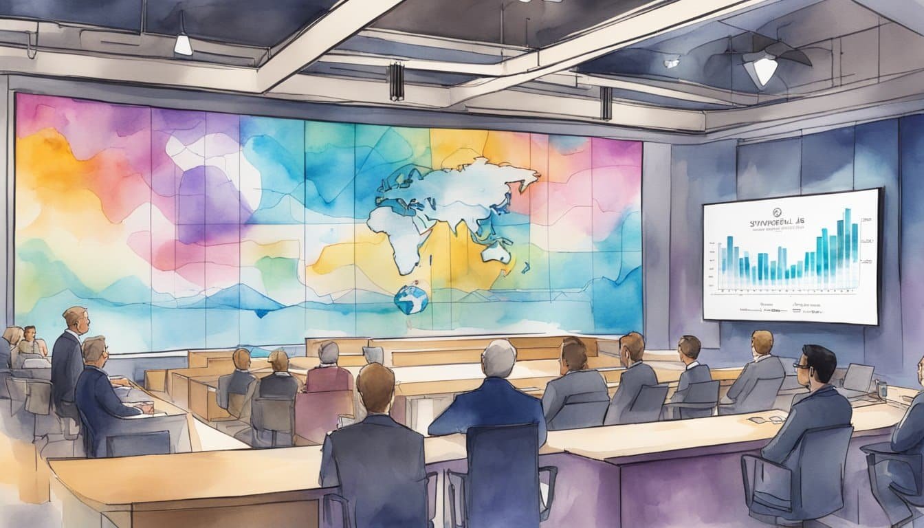 Syndaver Labs' logo dominates the backdrop, surrounded by graphs showing exponential growth.</p><p>The Shark Tank panel looks on, impressed.</p><p>A roadmap points to global expansion