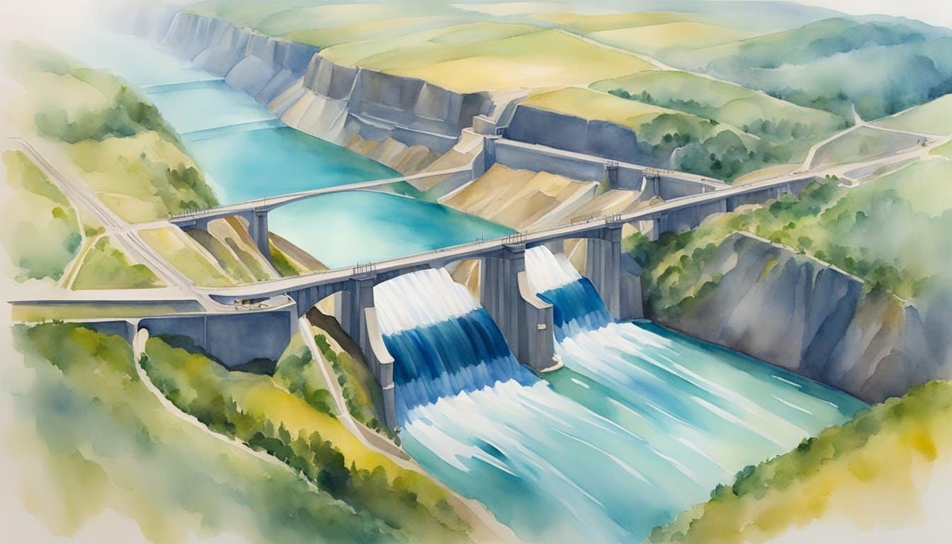 Aerial view of Ukraine dams and hydroelectric power plants