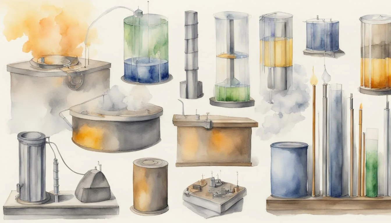 Various materials (metals, graphite) shown conducting heat/electricity. Graphs/charts illustrate properties (conductivity, resistivity). No human subjects