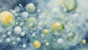 Watercolor painting of abstract bubbles in cool tones.