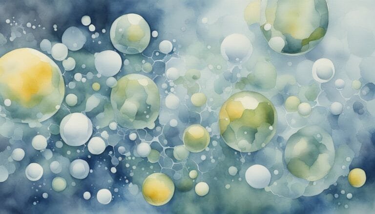 Watercolor painting of abstract bubbles in cool tones.