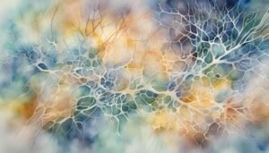 Abstract watercolor neuron-inspired art.