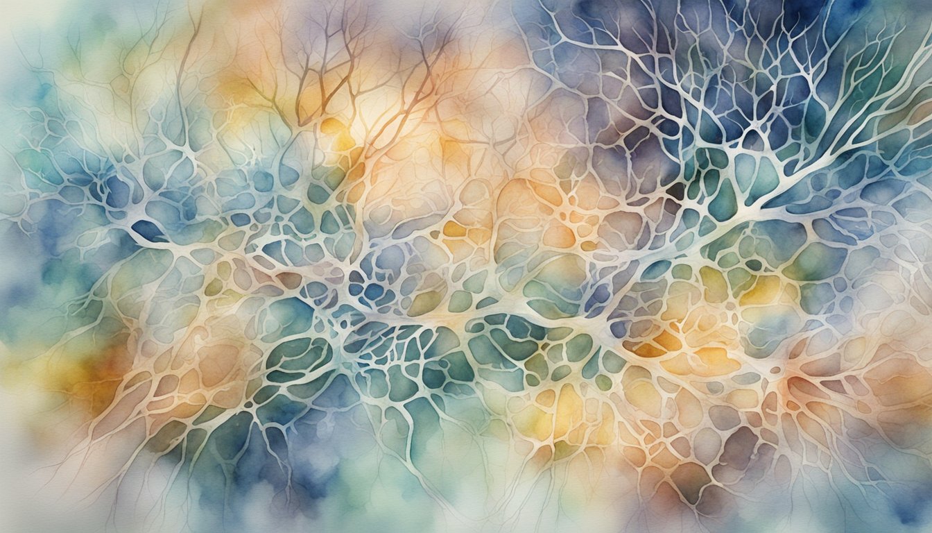 Abstract watercolor neuron-inspired art.