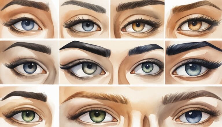 Variety of illustrated human eyes with different makeup styles.