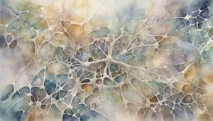 Abstract watercolor resembling neuronal or organic network.