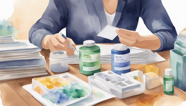 Person creating watercolor paint palette on desk.