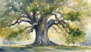 Watercolor painting of a majestic old tree