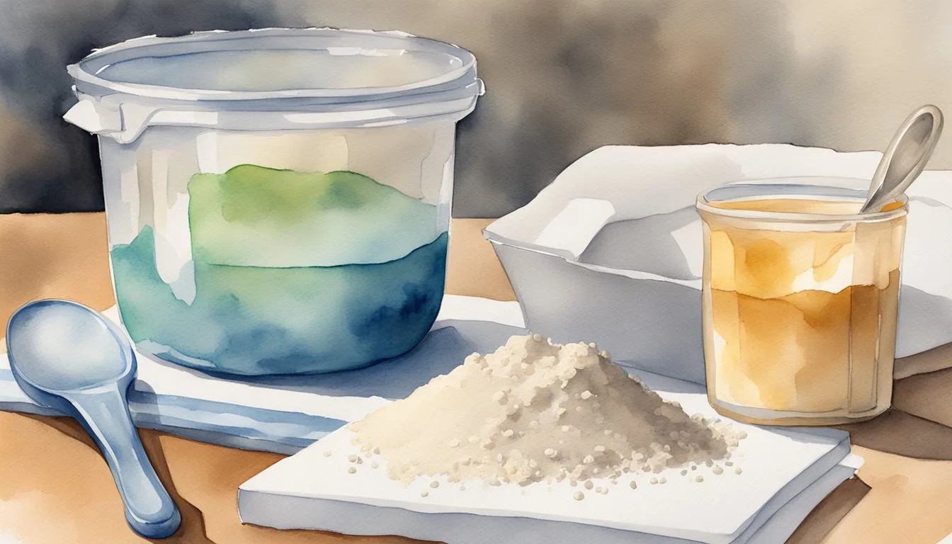 Watercolor painting of art supplies and a glass of tea.