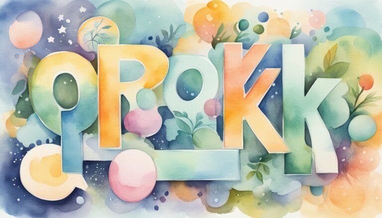 Colorful watercolor artwork spelling "PROKK" with nature elements.
