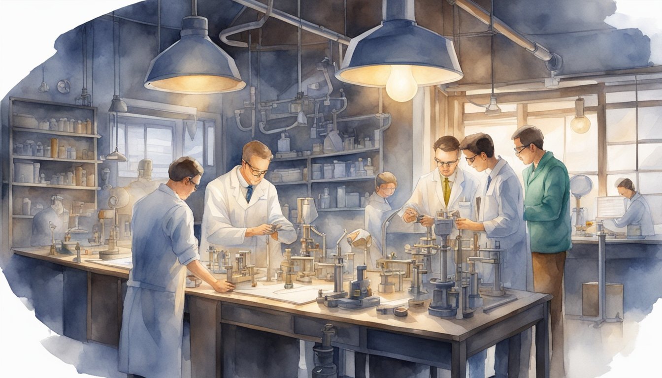 Scientists working in a well-equipped chemistry laboratory.