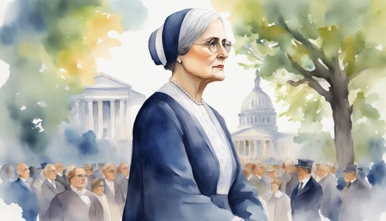 Elderly woman at political rally in Washington D.C.