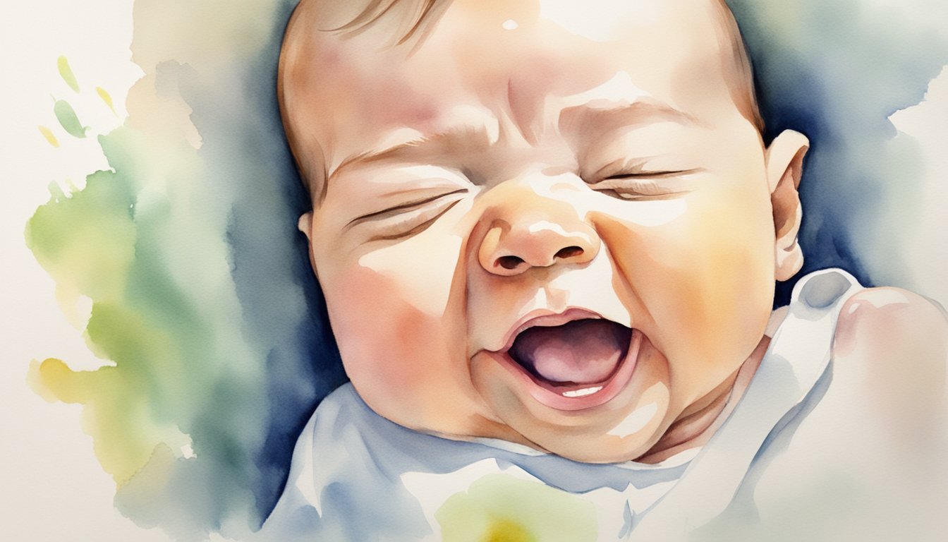 Watercolor painting of a crying baby.