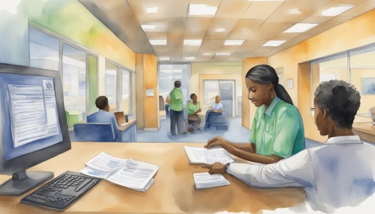Diverse office workers engaged in various tasks.