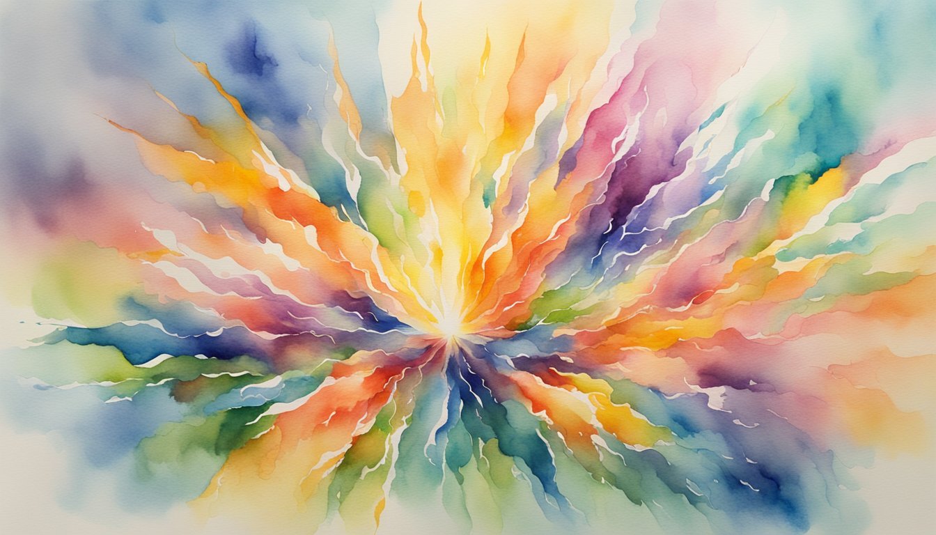 Colorful abstract watercolor explosion painting.