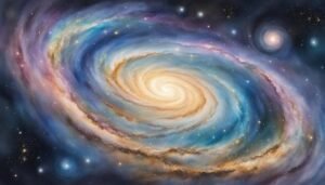 Spiral galaxy with vibrant swirling colors in space