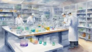 Scientists working in a well-equipped laboratory.