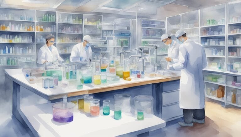 Scientists working in a well-equipped laboratory.