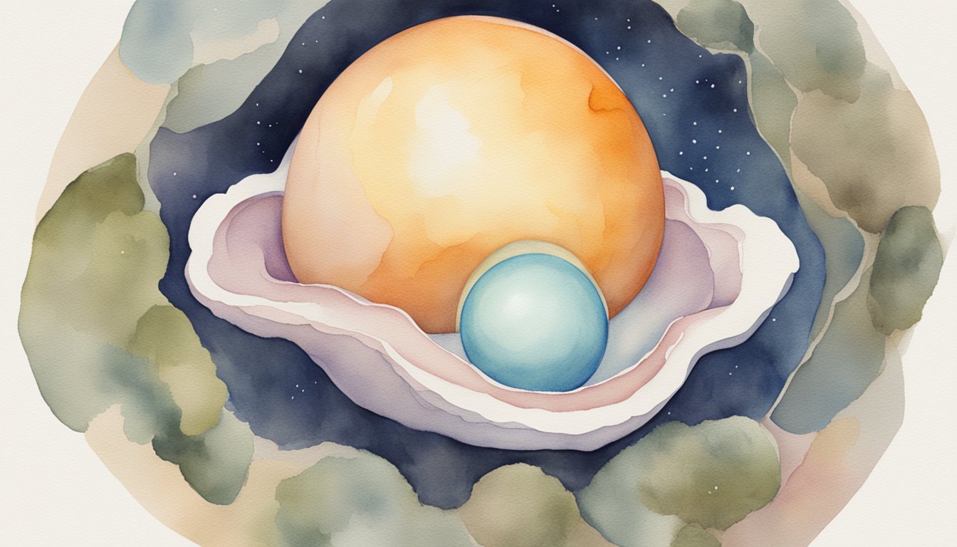 Watercolor cosmic orbs nested in abstract layers.