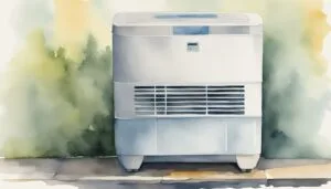 Watercolor illustration of an outdoor air conditioning unit.