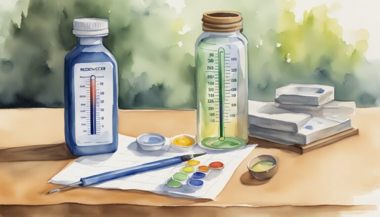 Watercolor painting of scientific tools and art supplies.